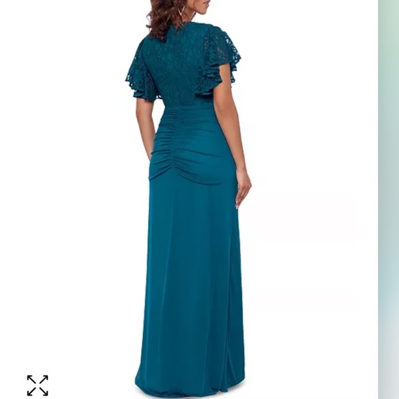 BETSY & ADAM Lace-Bodice Flutter-Sleeve Gown - Picture 4 of 8